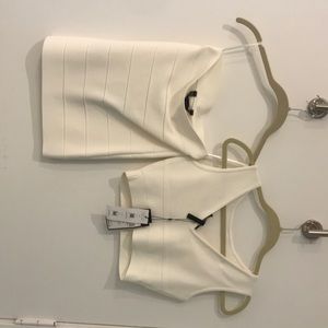 Cream colored body-con skirt and shirt